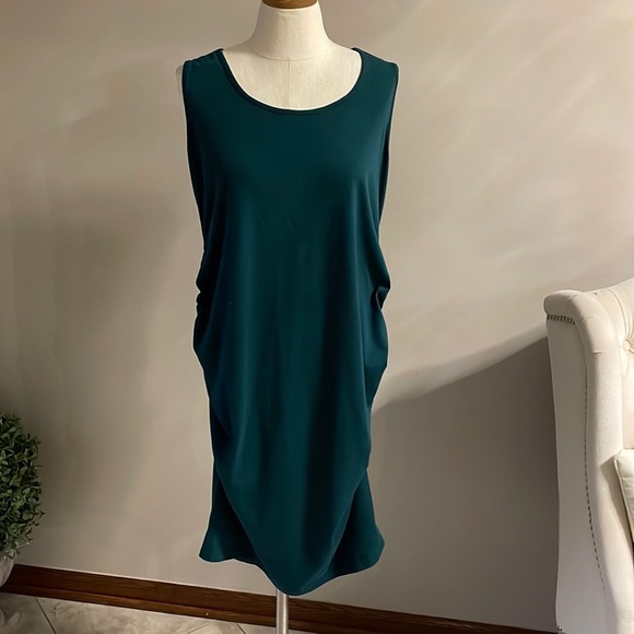 BHome hunter green MATERNITY sleeveless cotton blend stretch DRESS size Large - Picture 1 of 5